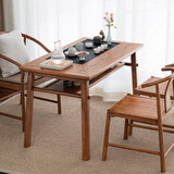 溪木工坊 阳台茶桌新中式实木小茶台烧水壶上下水一体泡茶桌 1.2m茶桌·无烧水壶+圈椅+高凳2