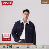 Levi's【情侣同款】李维斯情侣装牛仔棉服外套潮流仿羊羔绒 深牛仔色 XS