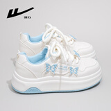 回力女鞋板鞋女厚底多巴胺甜美加绒小白棉鞋5018Z 米/蓝 39