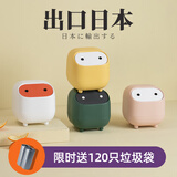 西西台台桌面垃圾桶卧室床头创意收纳桶小号可爱迷你办公室按压带盖小纸篓 垃圾桶【白黄】+120只垃圾袋