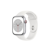Apple/苹果 Watch Series 8 智能手表GPS+蜂窝款45毫米银色铝金属表壳白色运动型表带 S8 MP4L3CH/A