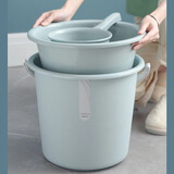 美宜水桶 带盖加厚大号桶塑料桶家用手提水桶学校宿舍学生居家提水桶 三件套水桶盆瓢浅蓝16L