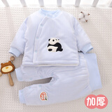 小三月男女宝宝夹棉衣服冬季婴儿加厚分体两件套装棉衣棉裤冬装棉服外穿 A107套装国宝熊猫蓝 90 建议21-26斤