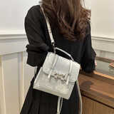 星昔包包女包女生设计感双肩包2025新款百搭夏天时尚高级感学生小背包 银色