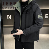 JEEP SPIRIT吉普男士羽绒服冬季加厚2025新款潮牌感休闲防寒服连帽工装外套男 JEEP黑色 【百搭经典】 L 【偏大一码 建议115-140斤】