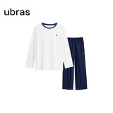 ubras水果系列套头家居服套装情侣睡衣女 女款长袖长裤-米白色 XL