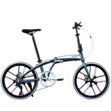 HITO 德国品牌 22寸折叠自行车超轻便携单车男女成人亲子车变速公路车 【22寸】一体轮钛色