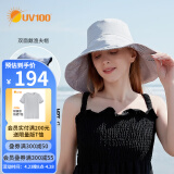 UV100台湾UV100防晒帽春夏可折叠渔夫帽防紫外线沙滩盆帽女遮阳帽71328 气质灰-遮蔽率99.67% F