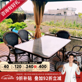 紫叶（ziye） 户外桌椅 藤椅组合 阳台桌椅三件套 休闲庭院小茶几室外藤编餐桌 6【曼哈顿椅】+1【120×80长桌】