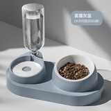 hoopet猫碗双碗不锈钢狗狗碗宠物猫粮食盆自动饮水器水碗喂食器陶瓷用品 【陶瓷新款】雾霾灰蓝