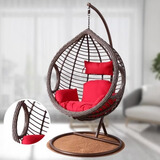 筑家星宇双人吊篮藤椅室内床家用懒人椅子鸟巢网红吊椅户外秋千阳台摇篮椅 单人粗藤咖啡至尊版带扶手