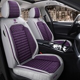 老垫家 新款亚麻汽车坐垫四季通用养生布艺简约座垫全包围汽车座套 经典舒适款-紫罗兰-标准版 全麻全包-全车五座-下单留言车型