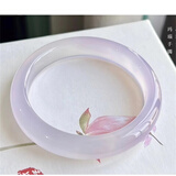 子龙玛瑙手镯女款冰飘紫冰种玉镯子紫罗兰高冰透淡紫色玉髓 57-58