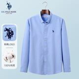 U.S. POLO ASSN.US保罗衬衫男夏季休闲衬衫商务百搭衬衣男士上衣外套 蓝色纯棉001 XL-175/96A-125/155斤