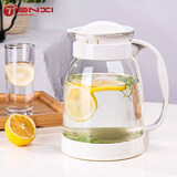 天喜（TIANXI）冷水壶大容量玻璃杯可过滤冷水壶耐热茶具啤酒花茶家用凉水杯 【升级加厚】白色2000ml