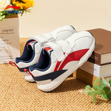 李宁小童鞋男童女儿童运动鞋2026秋冬新款阿甘鞋1-3岁宝宝3-6休闲鞋子 标准白/砂红/舰蓝 (皮革款） 28  内长约18.2cm适合脚长17.2cm