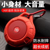 朗琴T350蓝牙音箱防水便携式重低音炮迷你小型户外运动骑行小音响收音播放器老年人收音机超长续航 烈焰红 官方标配【数据线+音频线+挂勾】