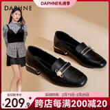 达芙妮（DAPHNE） 珍珠乐福鞋女2023春季新单鞋女英伦风小皮鞋通勤百搭鞋子女 黑色【珍珠款】 36