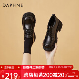 达芙妮（DAPHNE）小皮鞋女春秋单鞋新款粗跟中跟高跟鞋英伦风职业工作鞋子 黑色跟高5.3cm单里 42 (260mm) 标准码