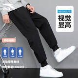 安踏（ANTA）男裤加绒运动裤男加绒保暖长裤针织直筒裤男户外休闲裤子 【加绒卫裤】基础黑-1 L /男175