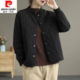 皮尔卡丹（pierre cardin）23年新款棉衣棉服女秋冬季菱格夹棉轻薄小棉袄新款装短款纯色外套 黑色 L 【建议110-120斤】