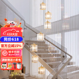 米光惠佳别墅旋转楼梯间长吊灯水晶灯loft公寓中空客厅灯小复式楼现代简约 金色10头直径40cm高2米三色变光
