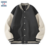 GENIOLAMODE[敖瑞鹏代言]棒球服男士重磅拼色美式复古夹克外套男装 深灰 3XL