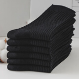 楼棉【爆卖50万双】袜子男士纯色小白袜吸汗防臭中筒袜秋冬季双针棉袜 6双黑色 6双 均码