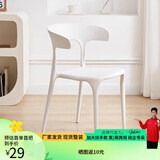 铜强餐椅塑料椅子牛角椅子靠背休闲椅家用书桌椅卧室化妆椅简易小椅子 白色 加大工程款