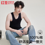 红豆纯棉背心男士无袖圆领亲肤透气运动健身修身打底汗衫男