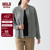 无印良品（MUJI）女式法兰绒 立领衬衫 格子 内搭 衬衣  BCB19C1A 黑色格纹 S