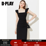 DPLAY2024夏季女装气质黑色连衣裙修身吊带裙长裙包臀裙小黑裙女 经典黑 S