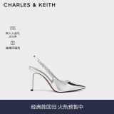 CHARLES&KEITH质感链条尖头高跟凉鞋子女鞋生日礼物女送女友CK1-60280377 Silver银色 34 (220)