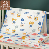 七彩博士婴儿隔尿垫可洗防水透气大号春秋四季款棉质床单宝宝巾新生儿用品 欢乐小鱼粉色 60*80