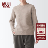 无印良品 MUJI 女式 含牦牛绒骆驼绒圆领毛衣 长袖针织衫秋 冬季 深咖啡色 XS-S 155/80A