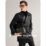 卓凡尼·华伦天奴（GIOVANNI VALENTINO）商务休闲男士真皮皮衣外套中长款头层牛皮 黑色 52（180/100A） 