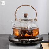 器酋 玻璃蒸煮茶壶小型煮茶器套装迷你电陶炉提梁壶白茶普洱煮茶炉 明镜·艾玛诗煮茶套装 960ml