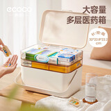 ecoco意可可家庭药箱大容量医药箱药品收纳盒多层加厚收纳医疗箱E24142黄