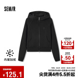 森马（Semir）外套女短款插肩袖小个子潮2024冬季加绒紧身连帽夹克109724108015