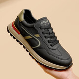 星期六男鞋头层牛皮透气小白鞋男轻便运动鞋百搭休闲鞋男 黑杏色  39 