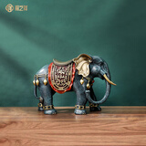 铜之祥《吉祥对象》大象摆件招财吸水家居客厅玄关酒柜装饰乔迁开业礼品 吸水象中号卷鼻单只