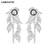 LNERATO露娜依蕾托怪诞舞会系列纽扣羽毛耳钉时尚个性高级感耳饰 银色 61