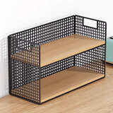 王星和月桌面置物架客厅厨房收纳神器台面调料架收纳盒餐桌杯子储物架 双层小号【经典款】白架+原木色