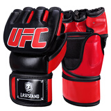恩哲拳击手套成人半指打沙袋拳套男女散打自由搏击MMA专业训练跆拳道 UFC专业款黑红色M
