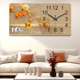 泽禧挂钟客厅2025新款免打孔钟表创意挂墙表万年历石英钟静音日历家用 H13柿柿如意日历 7英寸30*60cm