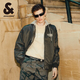 杰克·琼斯（JACK&JONES）25年秋冬男装棉衣飞行夹克男保暖宽松潮流连帽短款棉服外套男士 黑橄榄E06 3XL 195