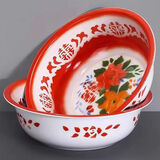 敏程老式加厚搪瓷洗脸盆洗脚泡脚盆家用面盆结婚喜盆洗屁屁盆洗菜盆 经典加厚搪瓷盆 30cm