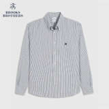 布克兄弟（BrooksBrothers）男士春夏牛津纺扣结领logo休闲衬衫 B976-蓝色条纹 M