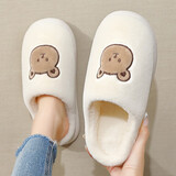 安尚芬 居家棉拖鞋男女士时尚百搭可爱萌兔柔软舒适防滑 情侣鞋 白色【爱心熊】 36-37 适合35-36