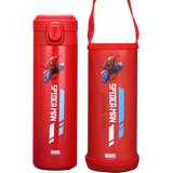 DNBR儿童水杯保温杯男孩小学生大容量水瓶不锈钢便携防摔直饮杯带杯套 8051红色- 500ml